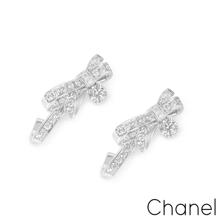 Chanel Bouton de Camélia Earrings 18k White Gold, Diamonds J12072