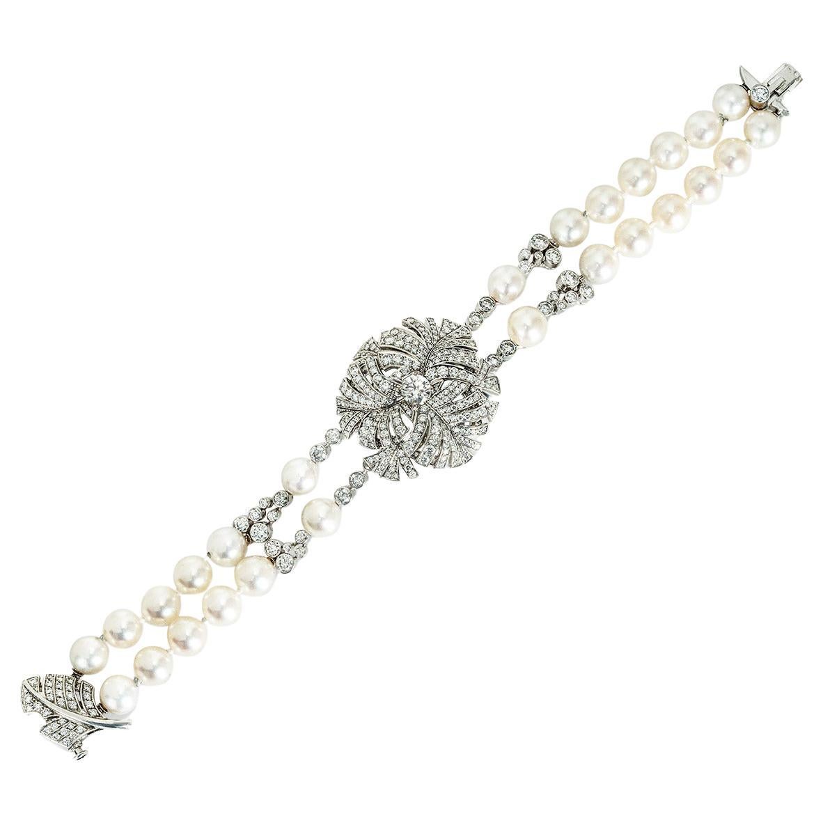 Chanel White Gold Panache Diamond & Pearl Bracelet