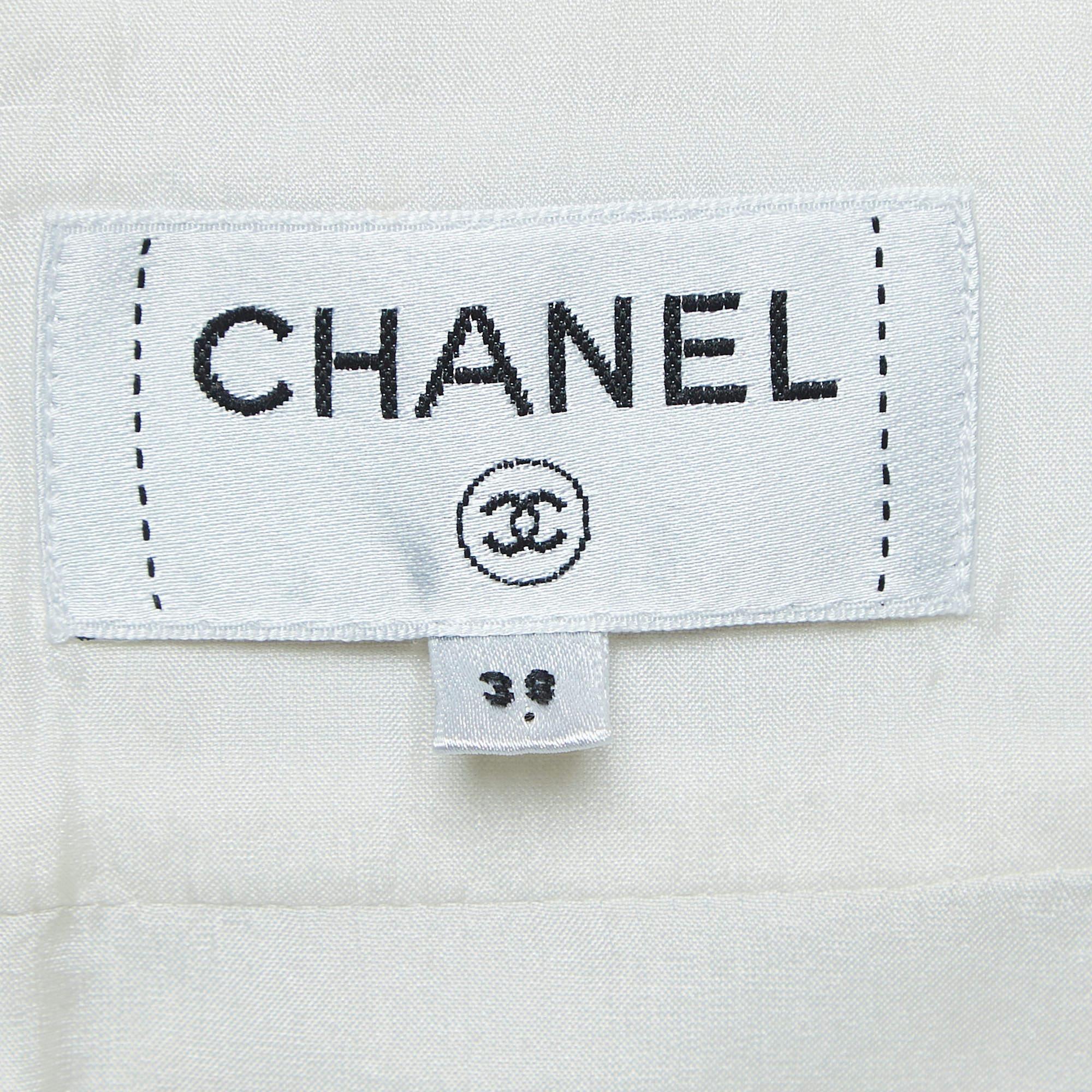 Chanel White/Gold Tweed Mini Skirt M 1