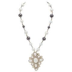 Chanel White & Gray Pendant Necklace