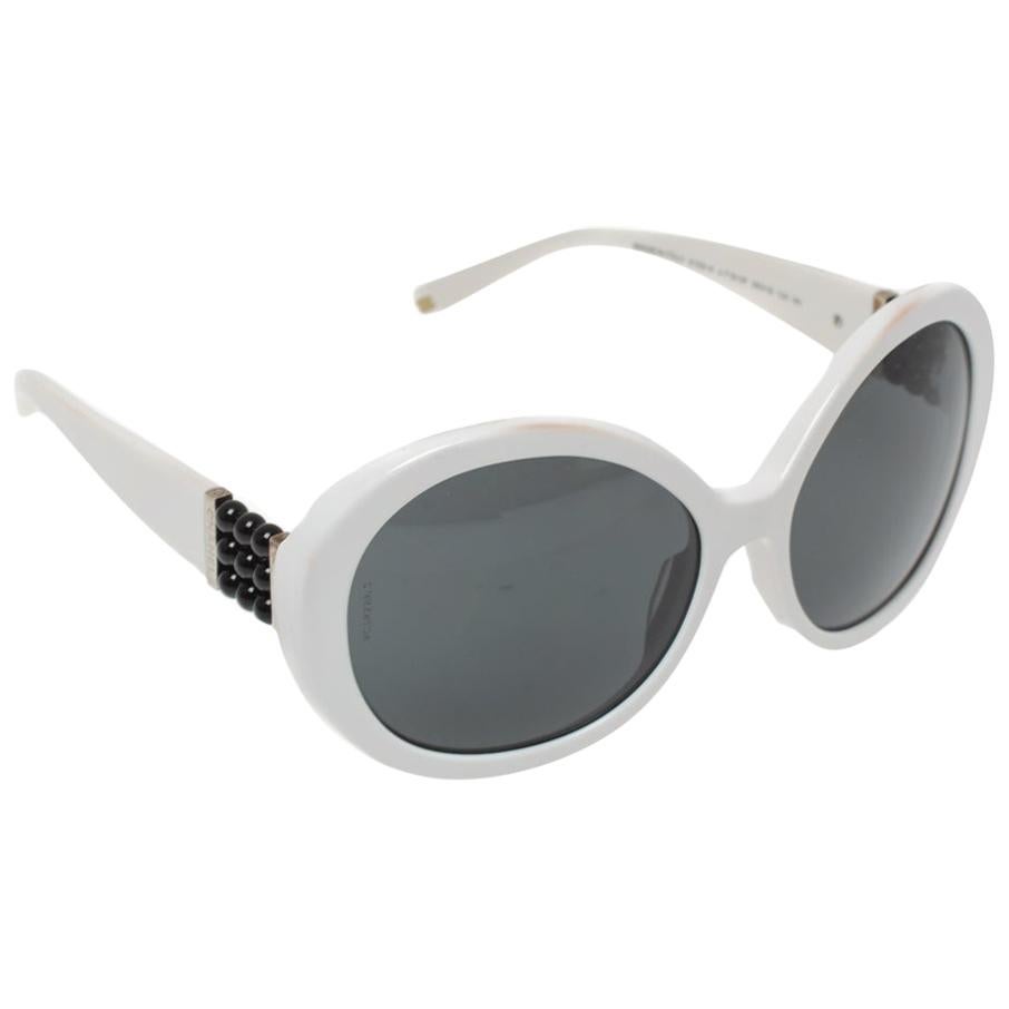 Chanel White / Grey 5159-H Pearle Round Sunglasses at 1stDibs