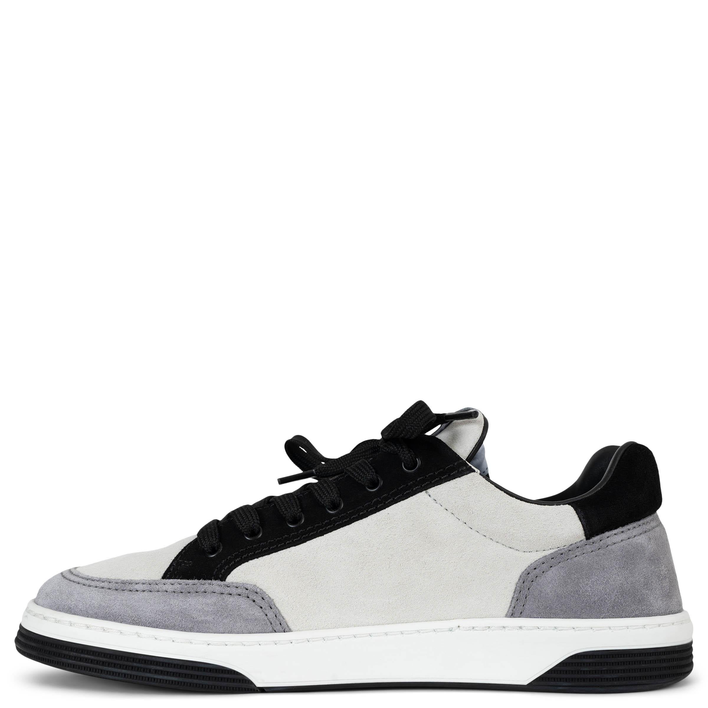 Gray CHANEL white grey black suede 24S LOW TOP Sneakers Shoes 38 For Sale