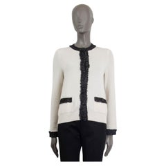 CHANEL white & grey cashmere 2019 LA PAUSA Cardigan Sweater 34 XXS 19C