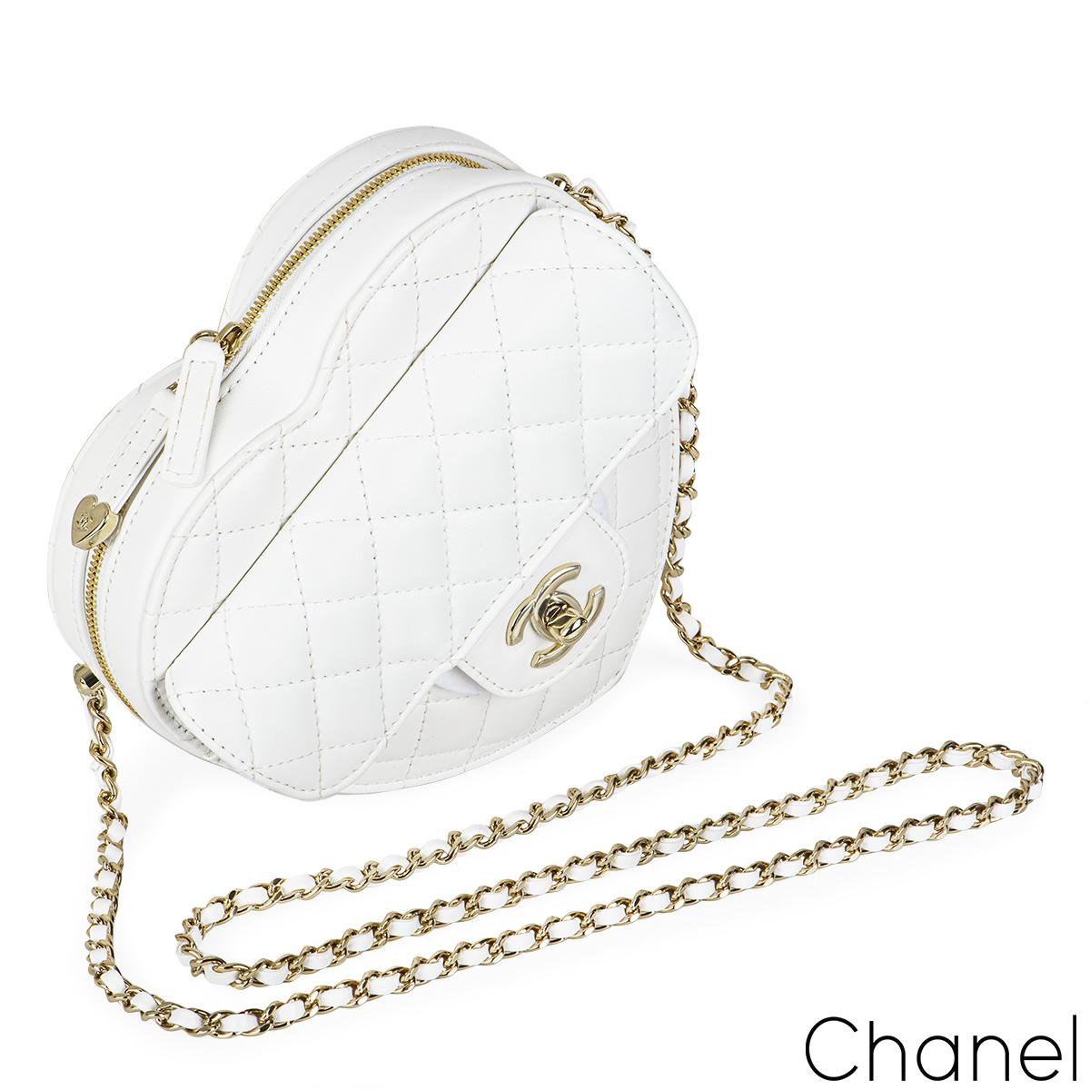 Gray New Chanel White Heart Bag