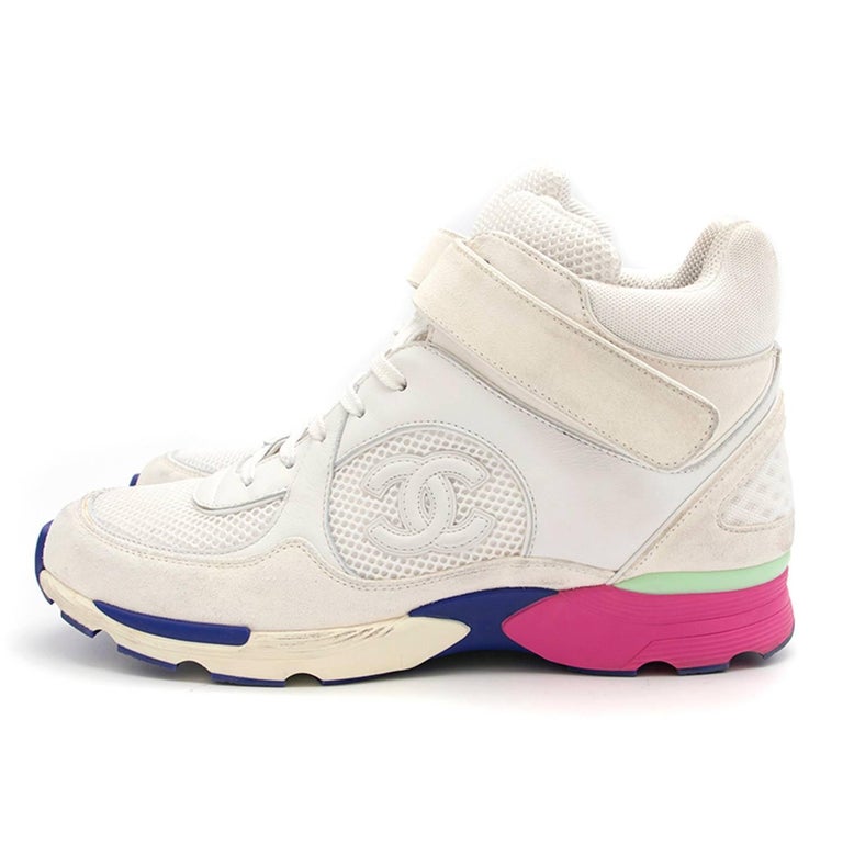 white chanel high top sneakers