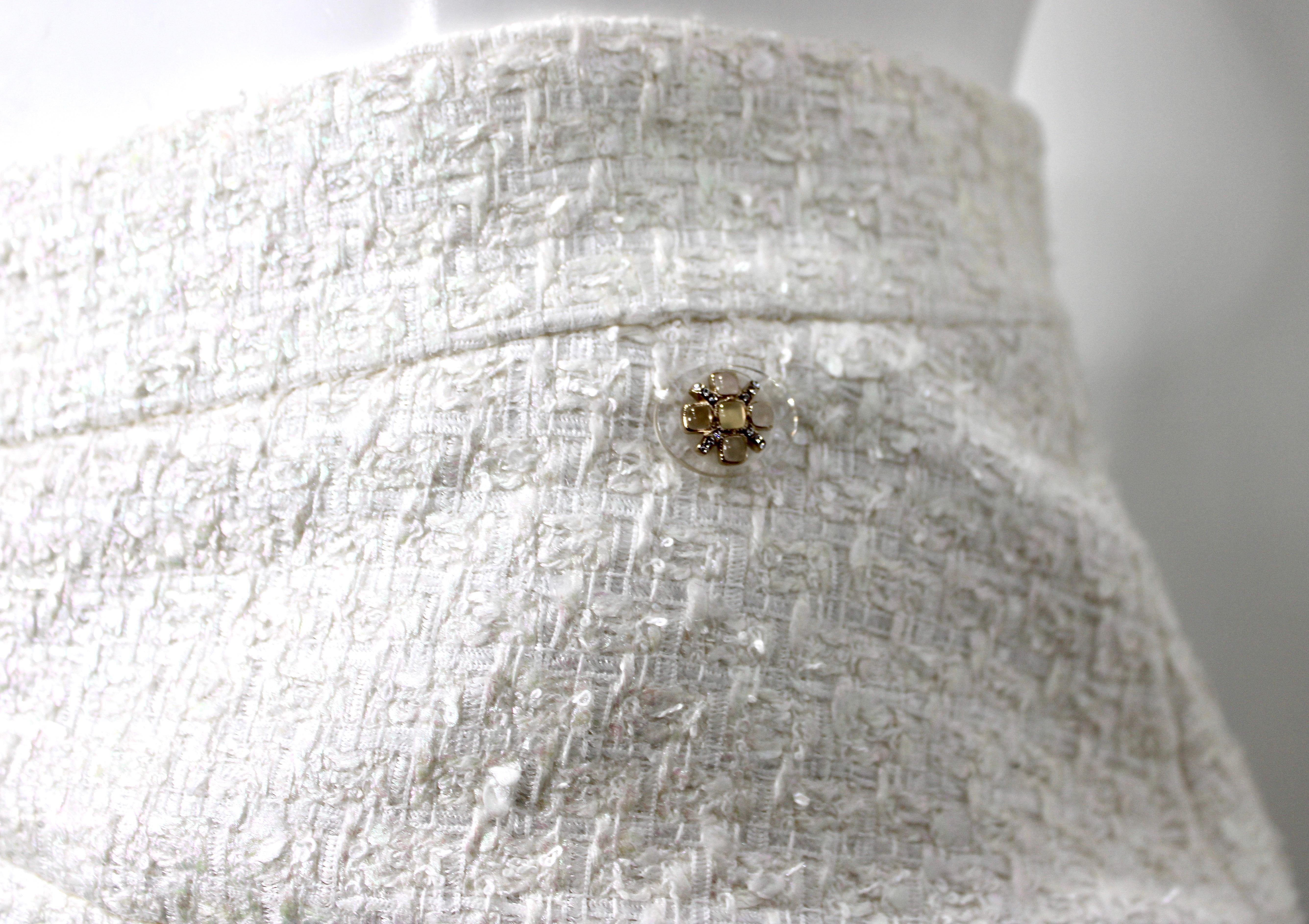 Chanel - Pantalon large en tweed irisé blanc en vente 2