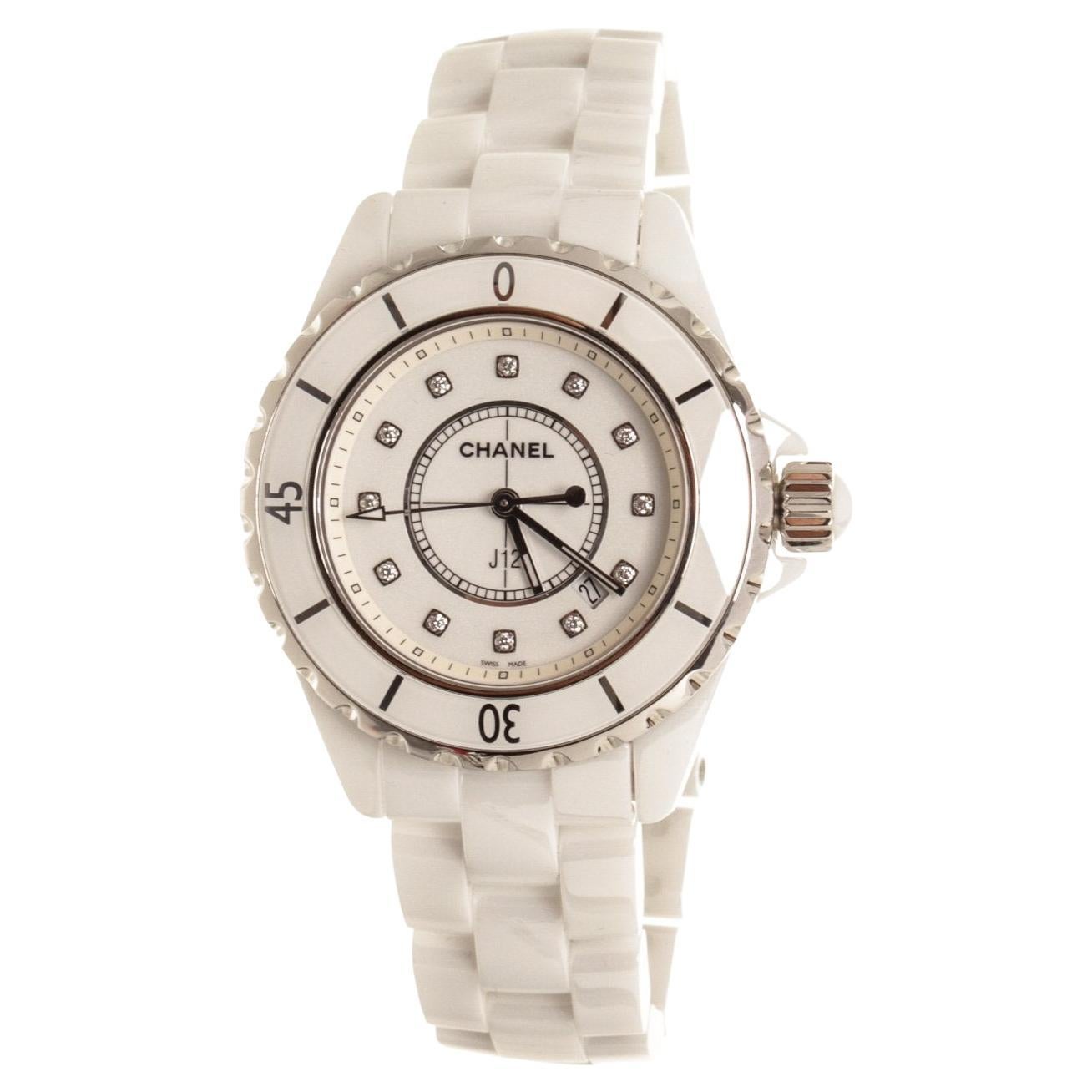 Chanel White J12 Diamo Watch For Sale 