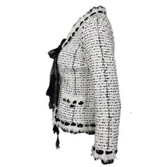 Chanel White Jacket Black Chiffon and Sequins S/S 2005