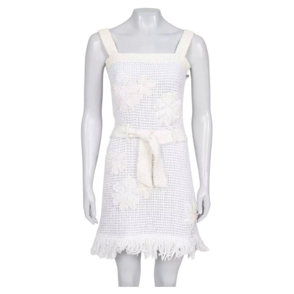 Chanel White Knit Fringe Dress - FR34 / XS