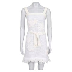 Chanel White Knit Fringe Dress - FR34 / XS