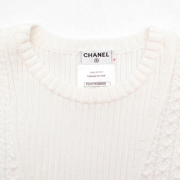 Chanel White Knit Sleeveless Top US 4 at 1stDibs chanel knit top
