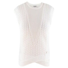 Chanel Weißes ärmelloses Stricktop US 4