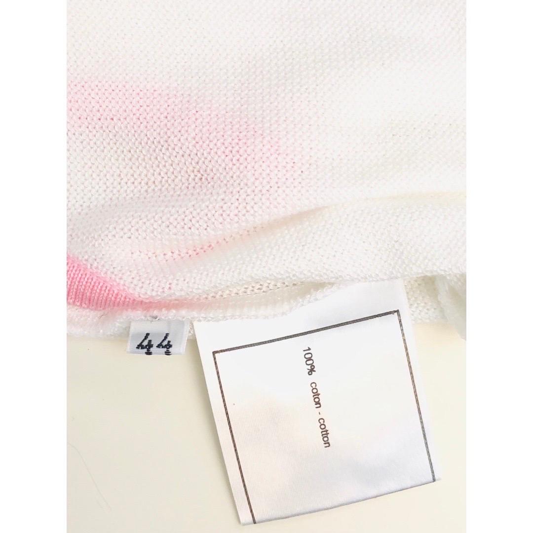Chanel white knitted cotton sleeveless top in pink CC logo In Good Condition For Sale In Sheung Wan, HK