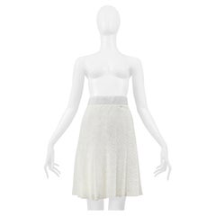 Chanel White Lace Skirt With Enamel Button 2015