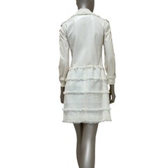 Chanel White Lamb Leather & Tweed Coat FR 36