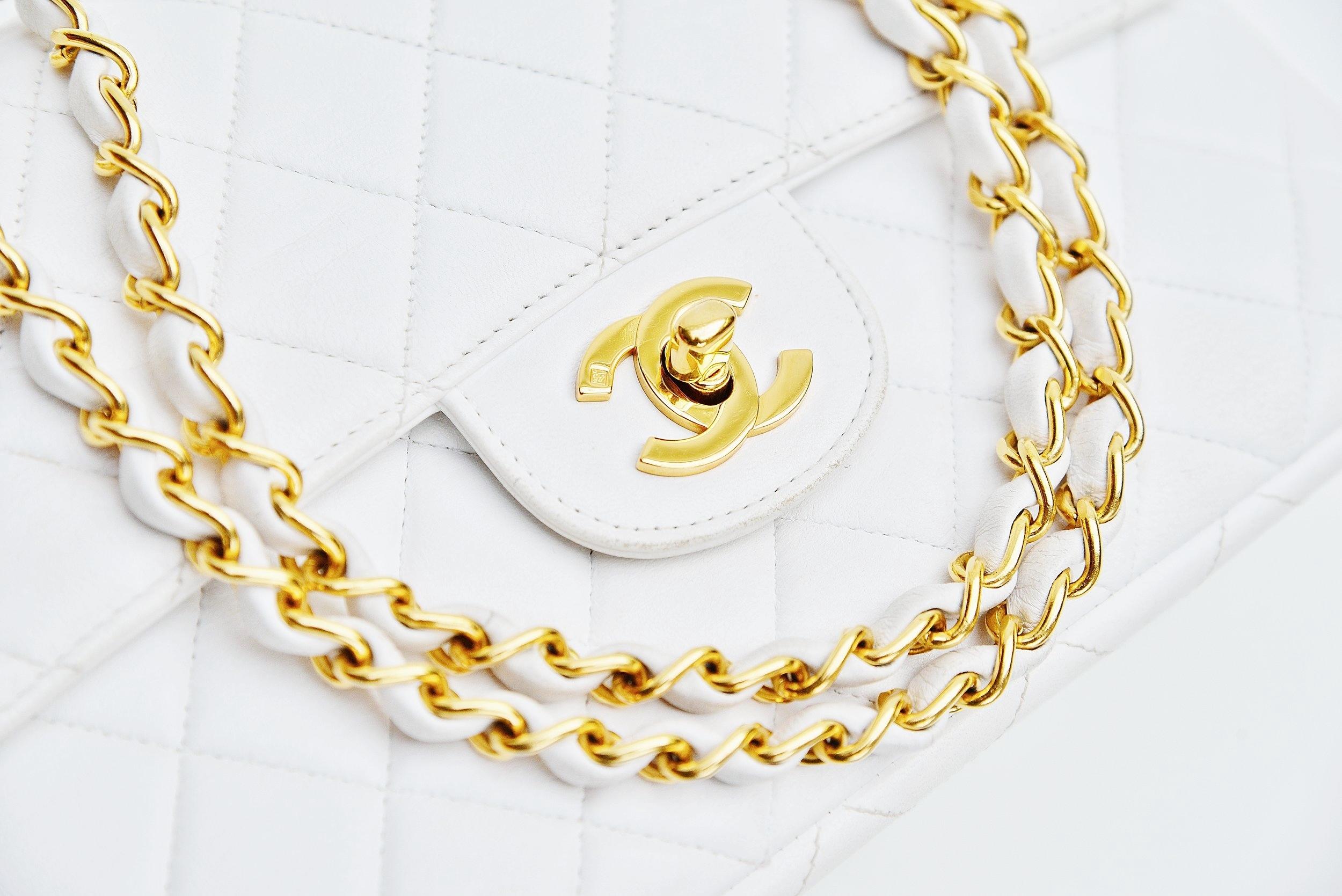 Chanel White Lambskin Double Sided Classic Flap Bag Vintage 2