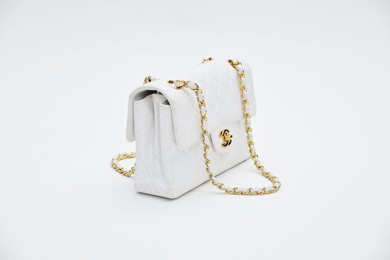Chanel White Lambskin Double Sided Classic Flap Bag Vintage at 1stDibs