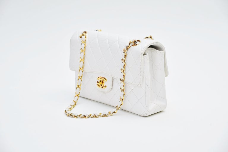 photo by @beatriceforsell / Chanel classic flap / white / gold  Chanel bag  classic, Chanel classic flap bag, White chanel bag
