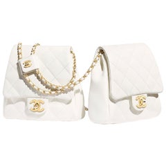 Chanel White Lambskin Gold Tone Metal Side Packs Cross-body Bags at 1stDibs