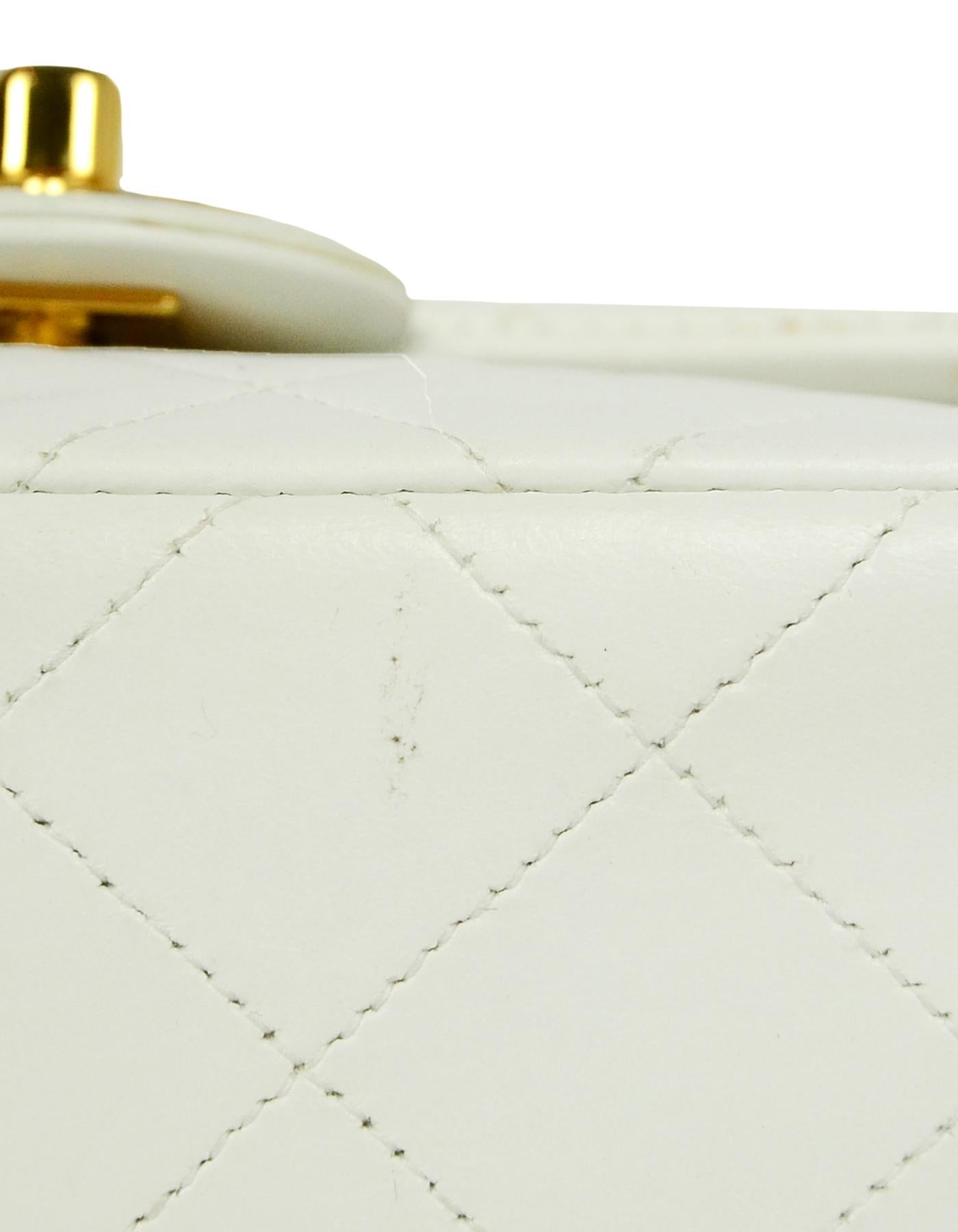 Chanel White Lambskin Leather Quilted Square Mini Flap Classic Bag  2