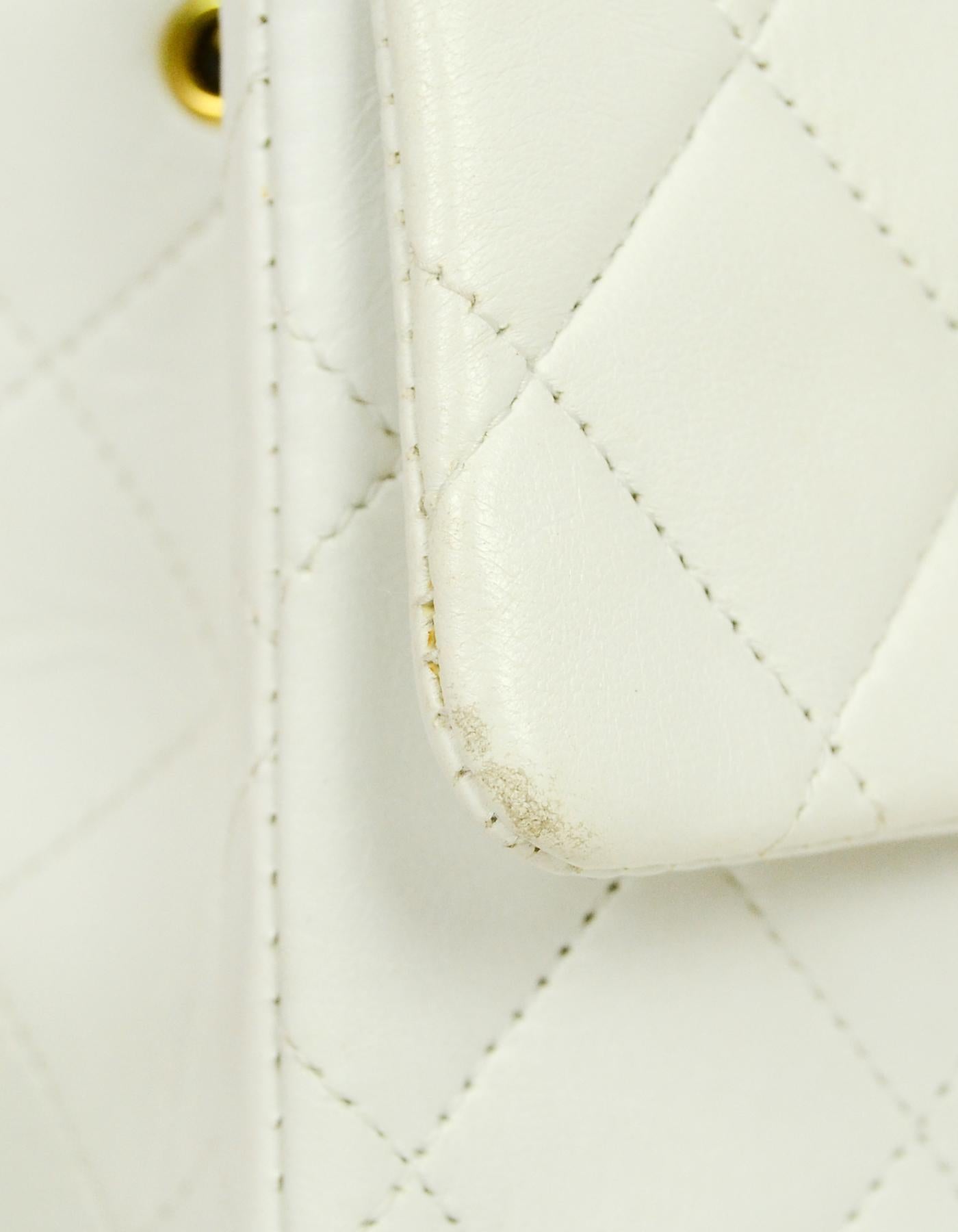Chanel White Lambskin Leather Quilted Square Mini Flap Classic Bag  3