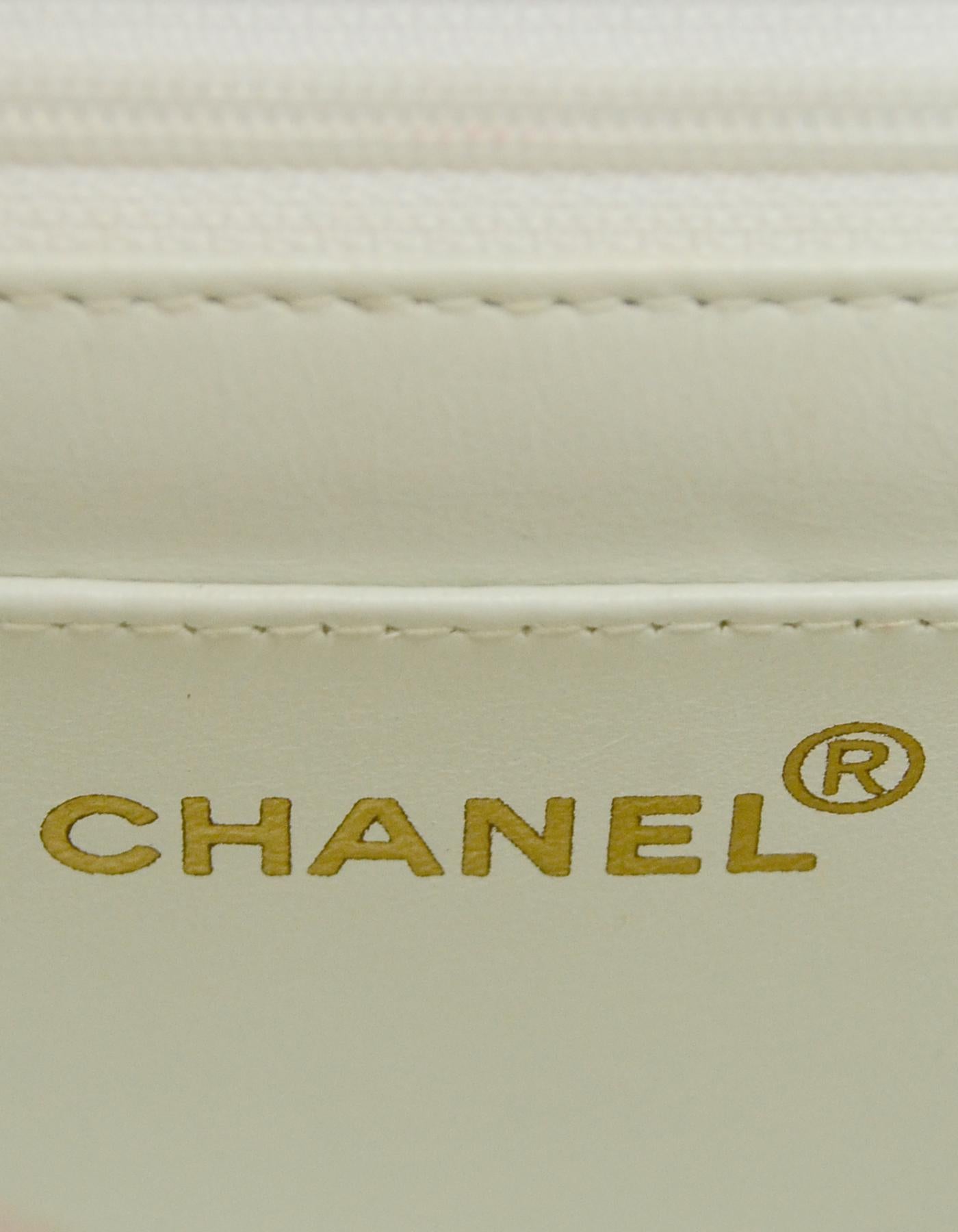 Chanel White Lambskin Leather Quilted Square Mini Flap Classic Bag  5