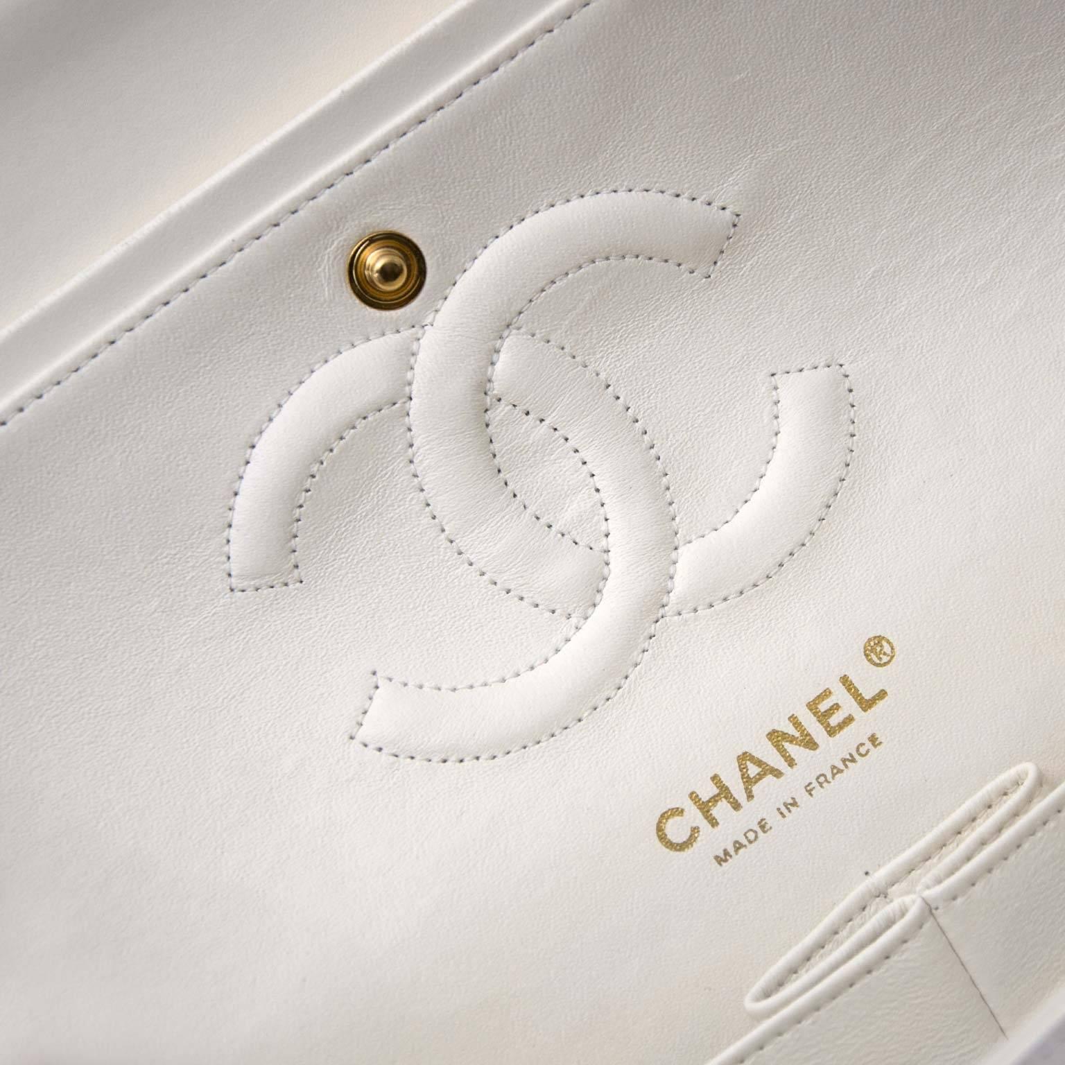 Chanel White Lambskin Medium Classic Double Flap Bag  1
