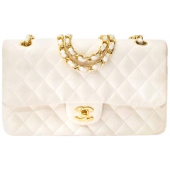 Chanel White Lambskin Medium Classic Double Flap Bag