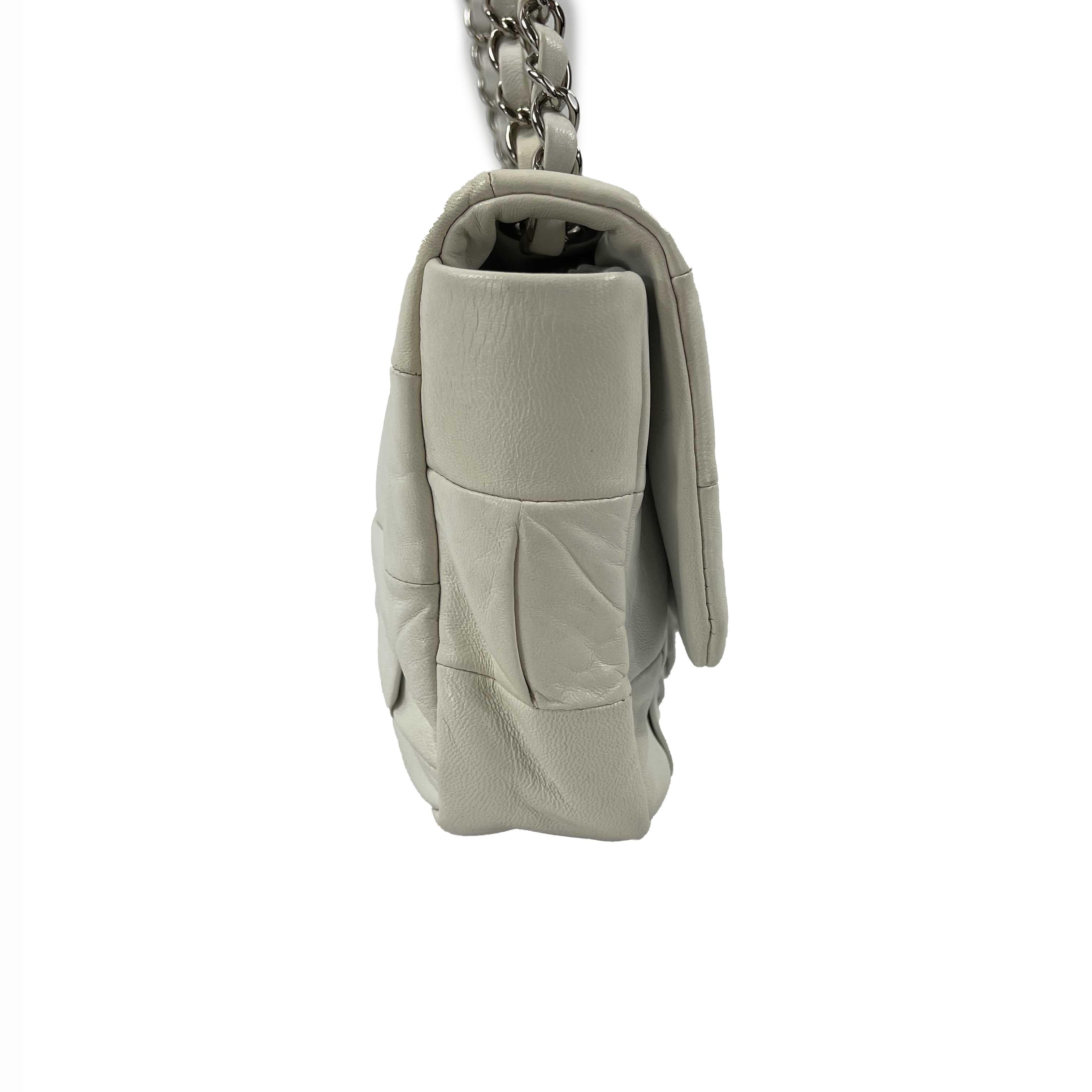CHANEL White Lambskin Medium Mademoiselle Lock  Igloo Flap Shoulder Bag For Sale 5