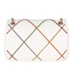 Chanel White Lambskin Multicolor Chain Intertwined Small Flap Bag