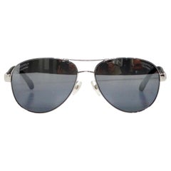 Chanel White Lambskin Quilted Aviator Sunglasses With Polarized Lenses