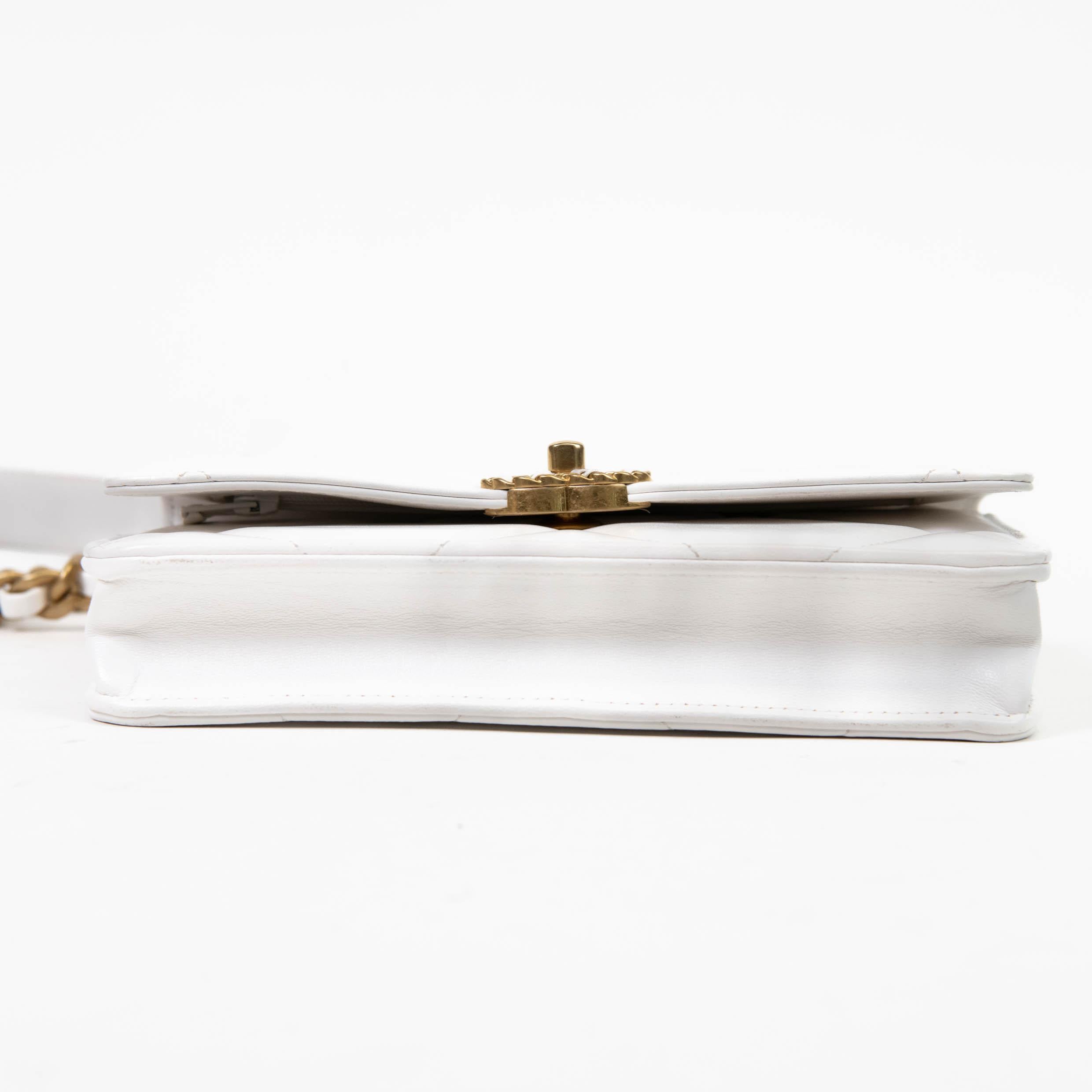 Chanel White Lambskin Quilted Chanel 19 Wallet On Chain For Sale 1