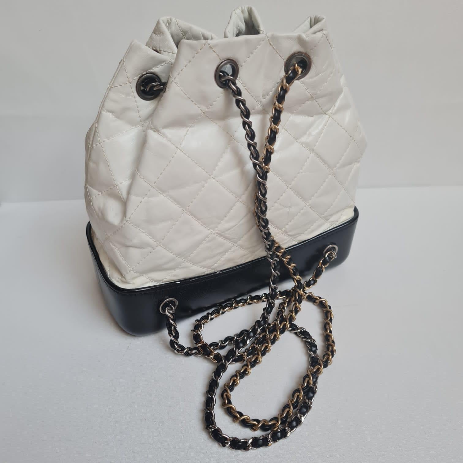 Chanel White Lambskin Quilted Gabrielle Backpack For Sale 2