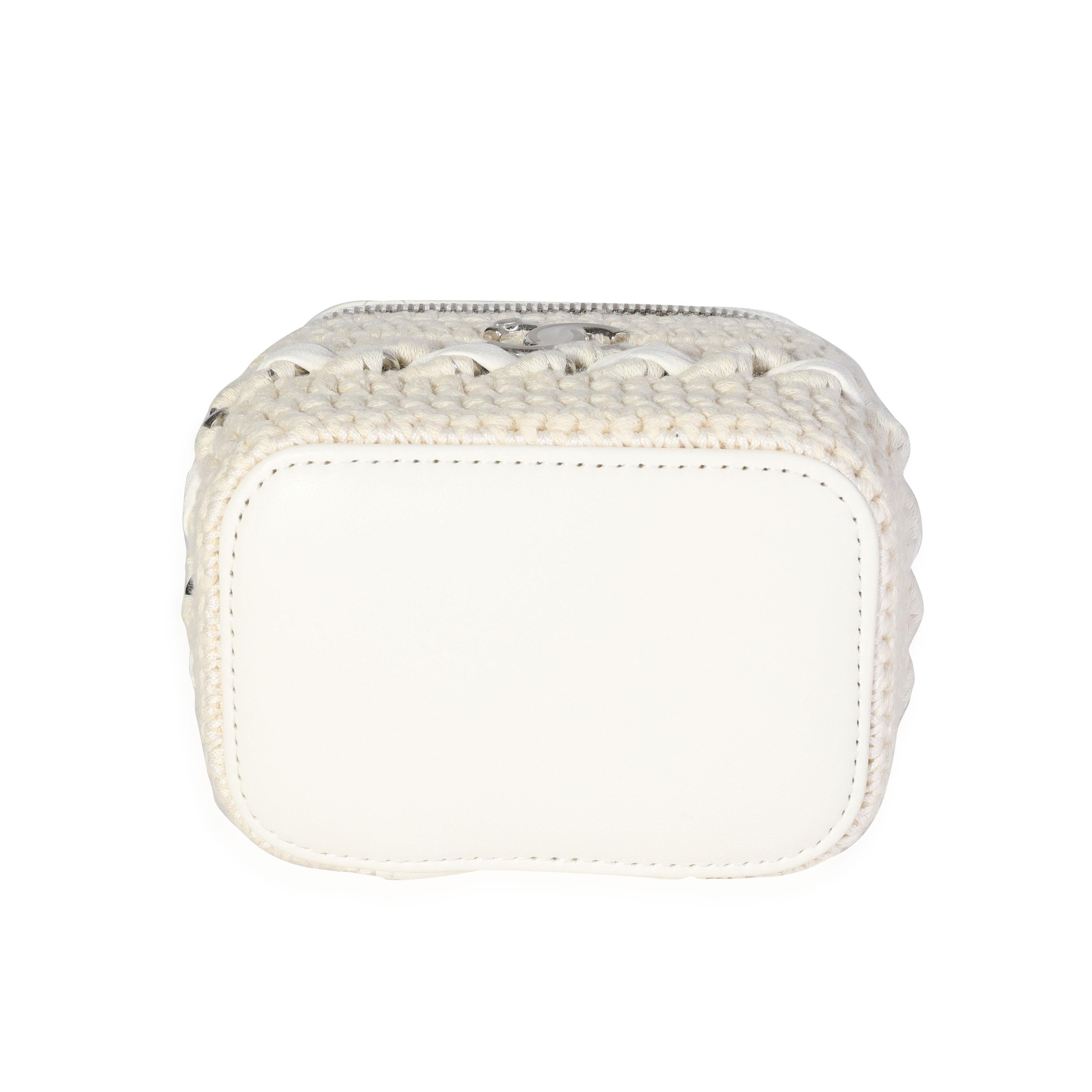 Chanel White Lambskin Quilted & Natural Crochet Mini Vanity Bag 1