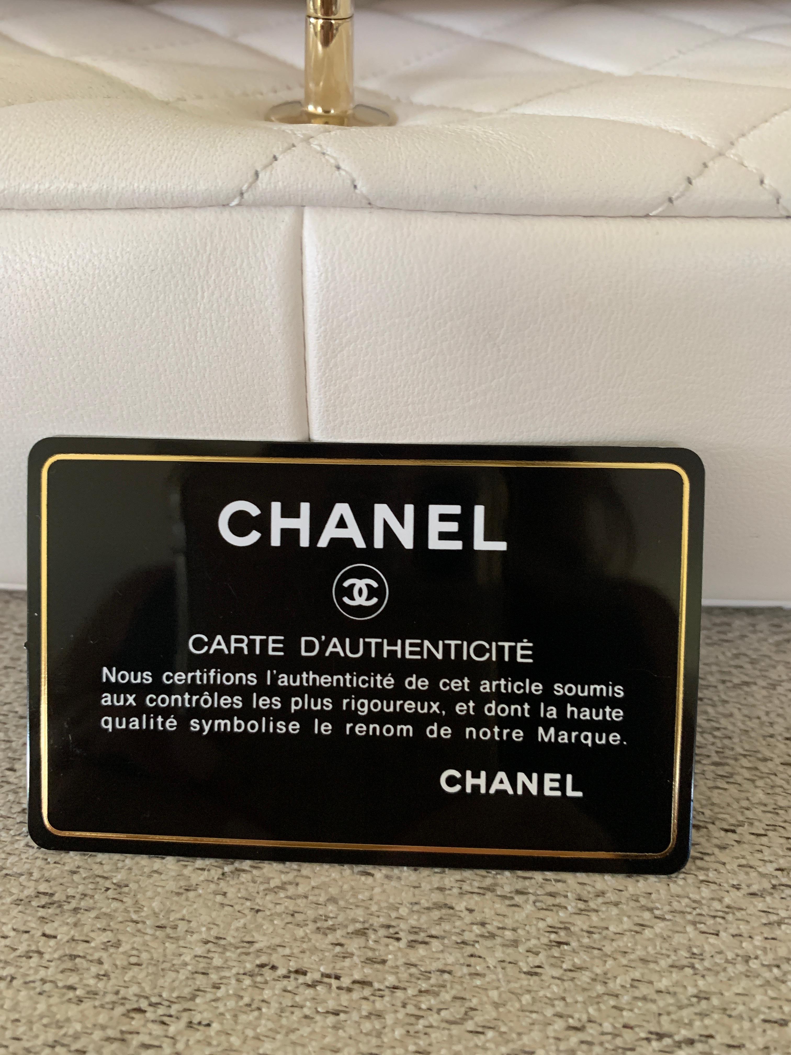 Chanel White Large Flap Bag Gold Chain Shoulder Strap 2