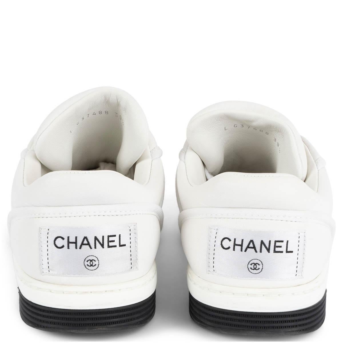 Women's CHANEL white leather 2021 21S LOW TOP Sneakers Shoes 38.5 For Sale