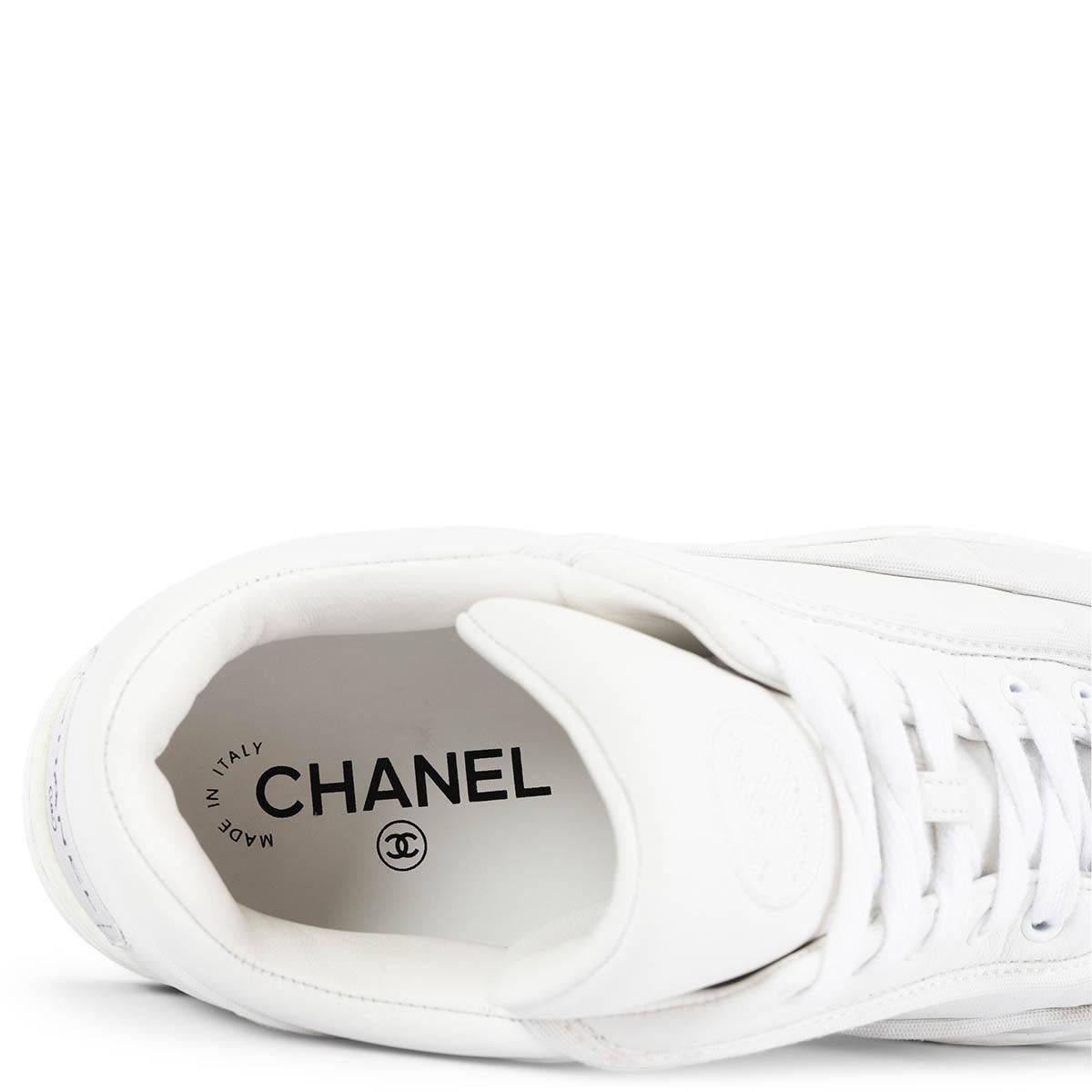 CHANEL white leather 2021 21S LOW TOP Sneakers Shoes 38.5 For Sale 3