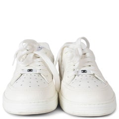CHANEL white leather 2022 22P LOW-TOP Sneakers Shoes 38.5 fit 38