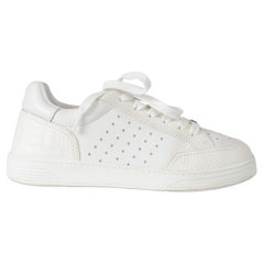 CHANEL white leather 2022 22P LOW-TOP Sneakers Shoes 38.5 fit 38