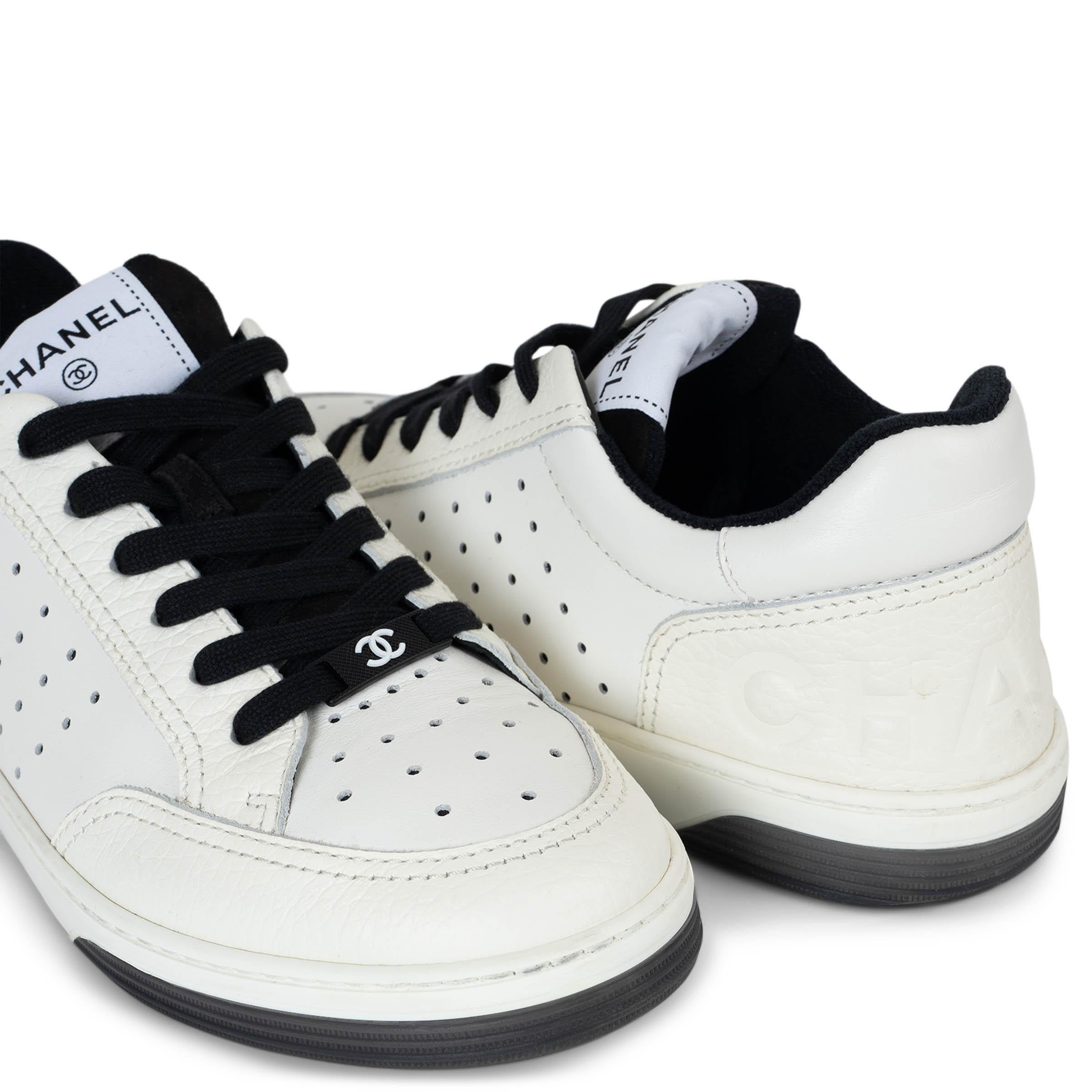 CHANEL Weiß Leder 22P LOW TOP Sneakers Schuhe 38.5 G38808 2