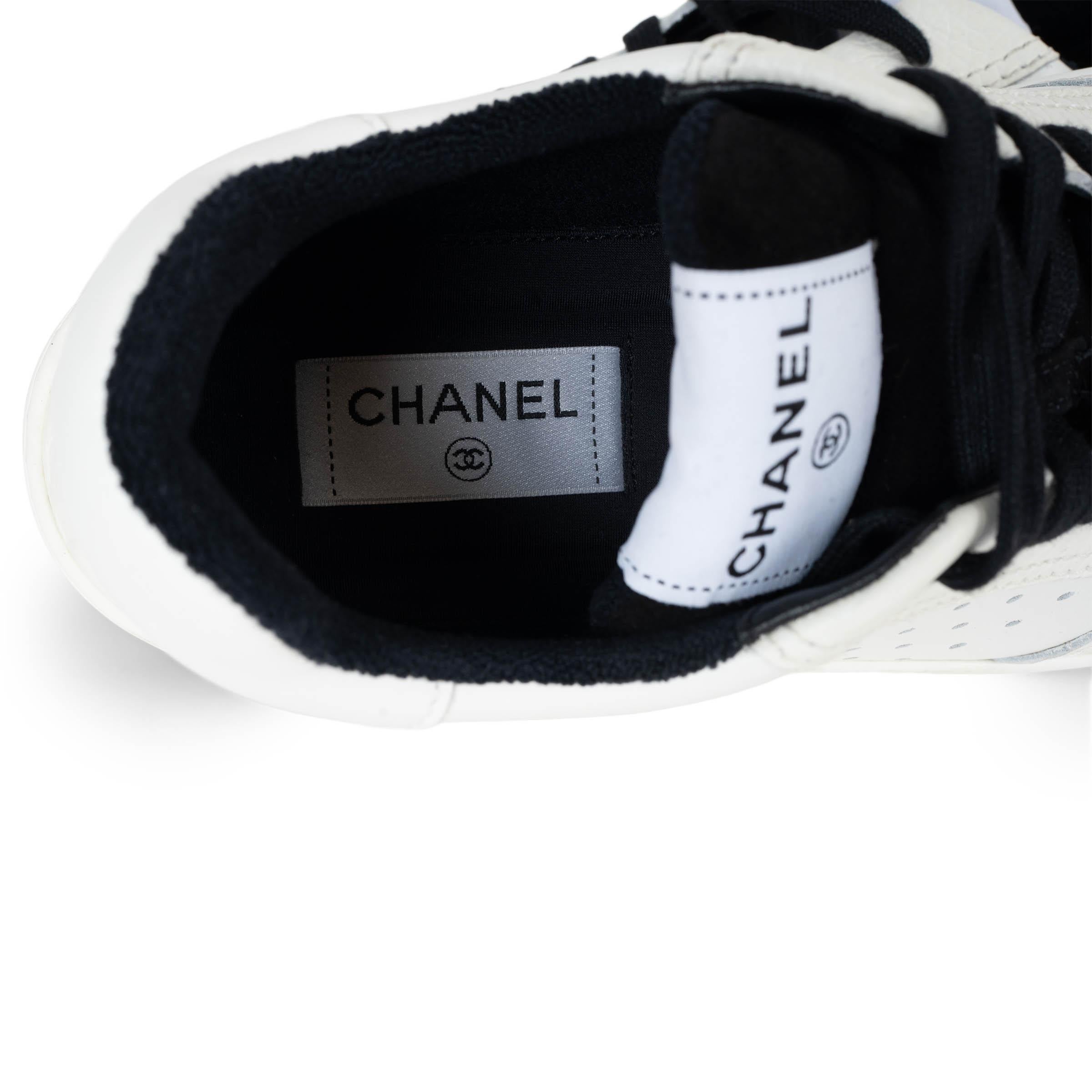 CHANEL Weiß Leder 22P LOW TOP Sneakers Schuhe 38.5 G38808 3