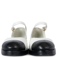 CHANEL white leather 23P MARY JANE Flats Shoes 38.5