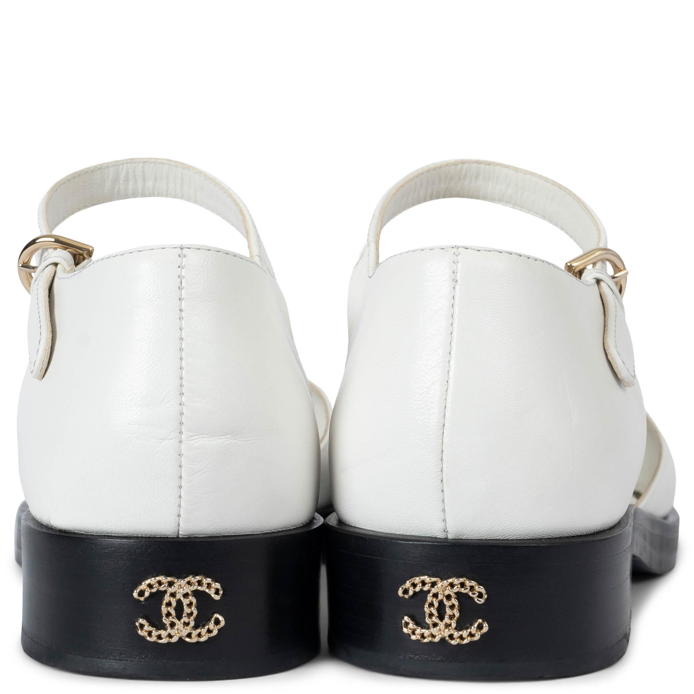 Chanel in pelle bianca 23P MARY JANE Flats Scarpe 38.5 In condizioni buone in vendita a Zürich, CH