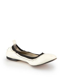 Chanel White Leather Ballet Flats Size IT 38