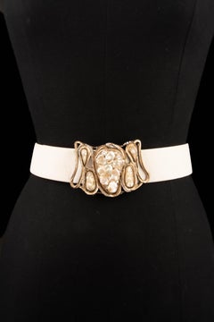 Chanel white leather belt