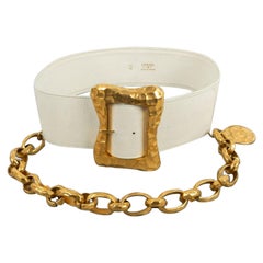 Chanel White Leather Belt Spring, 1993