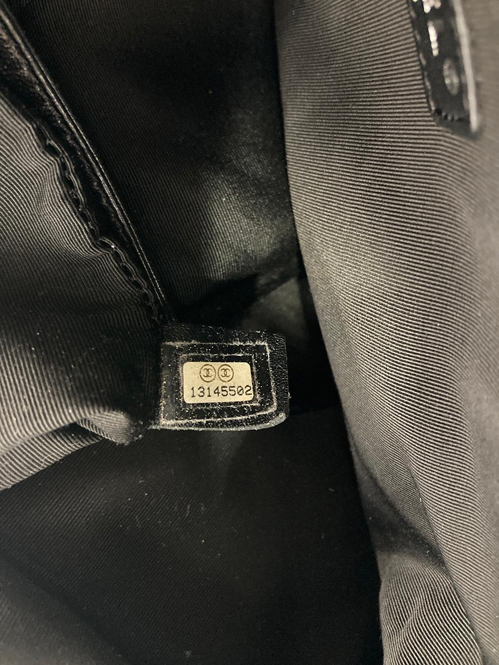 Chanel White Leather Black Grosgrain Quilted CC Shoulder Bag Tote 8