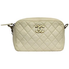 Chanel White Leather Camera Bag