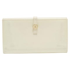 Chanel White Leather CC Flap French Continental Wallet