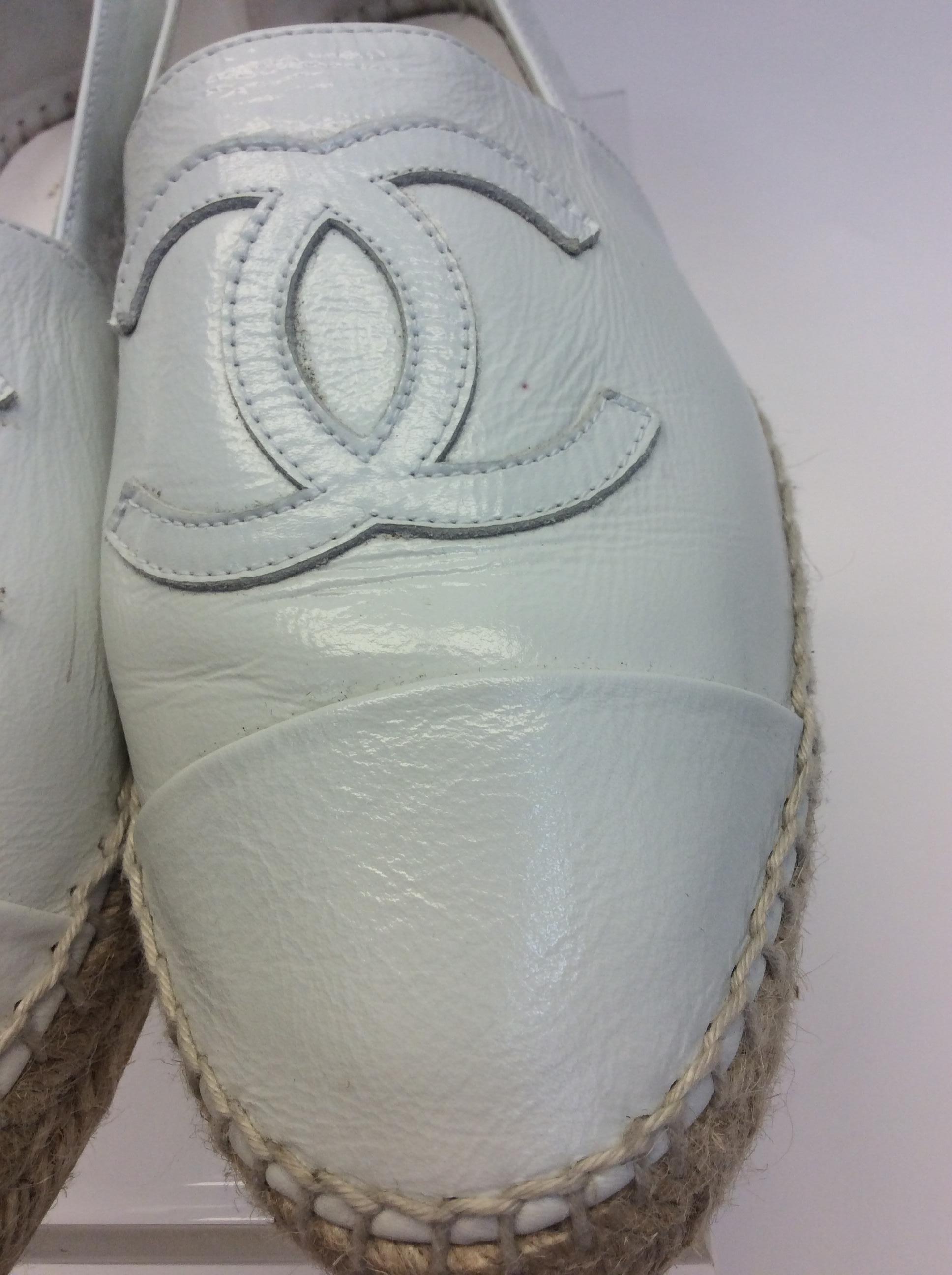 Chanel White Leather Espadrilles For Sale 2